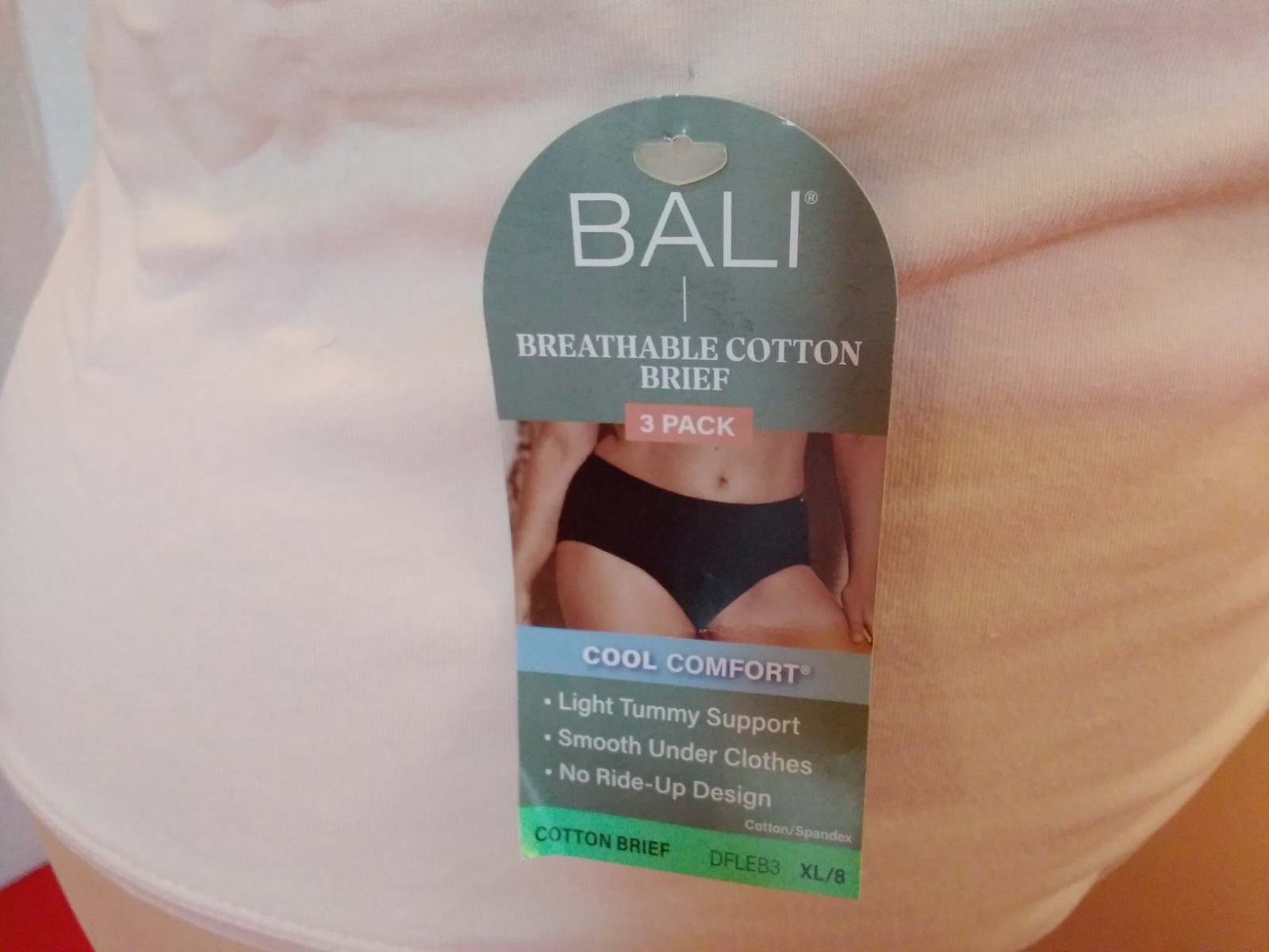 Panties Bali Light Control Shaping Brief Light Pink Peach SZ 8XL Cotton Spandex