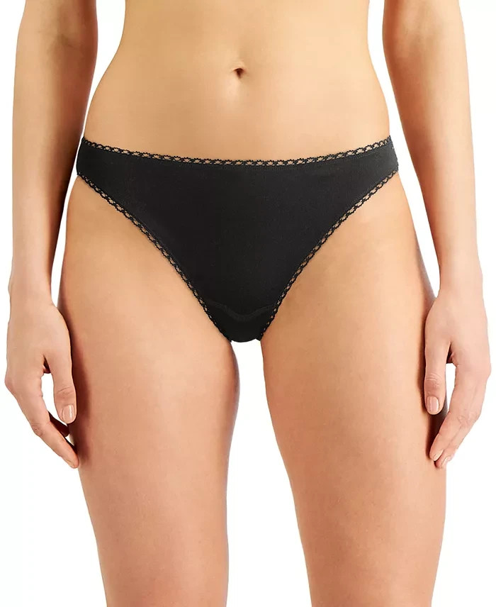NWT Charter Club Women’s S Hi-Cut Cotton Bikini 4-Pack, Blue White Black