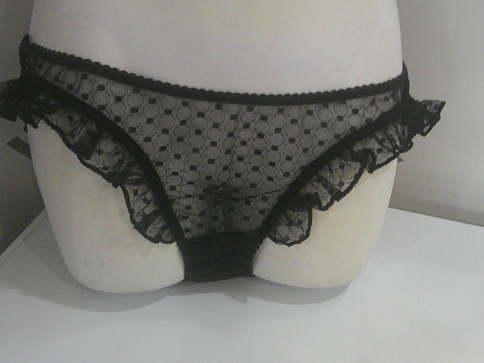 Vintage 2004 Victoria Secret Black Double Lace Up Bikini Pantie Size L
