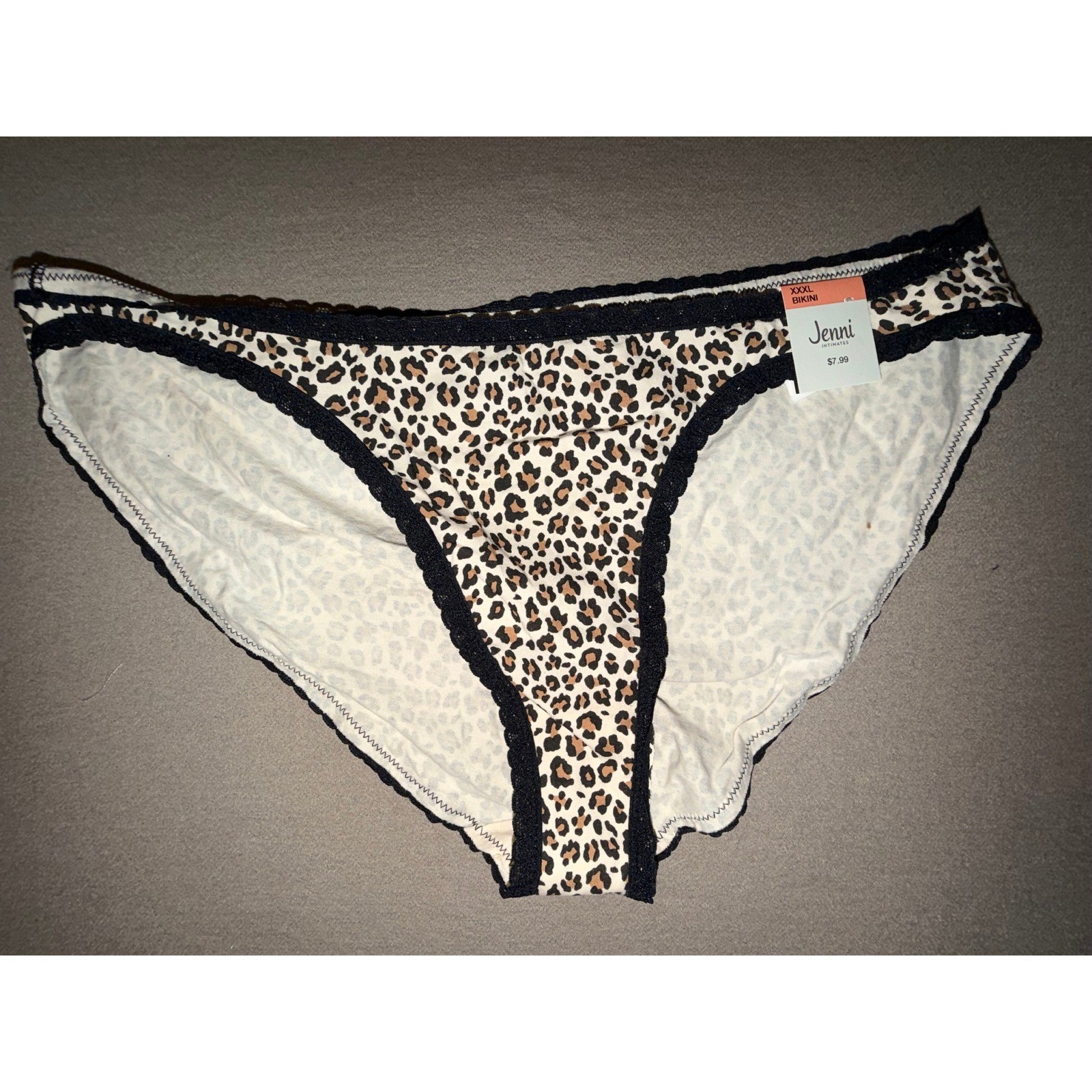 Jenni Intimates Women’s 2 Pack Bikini Panties Wild Leo Nude Sleep Grey Size XXXL