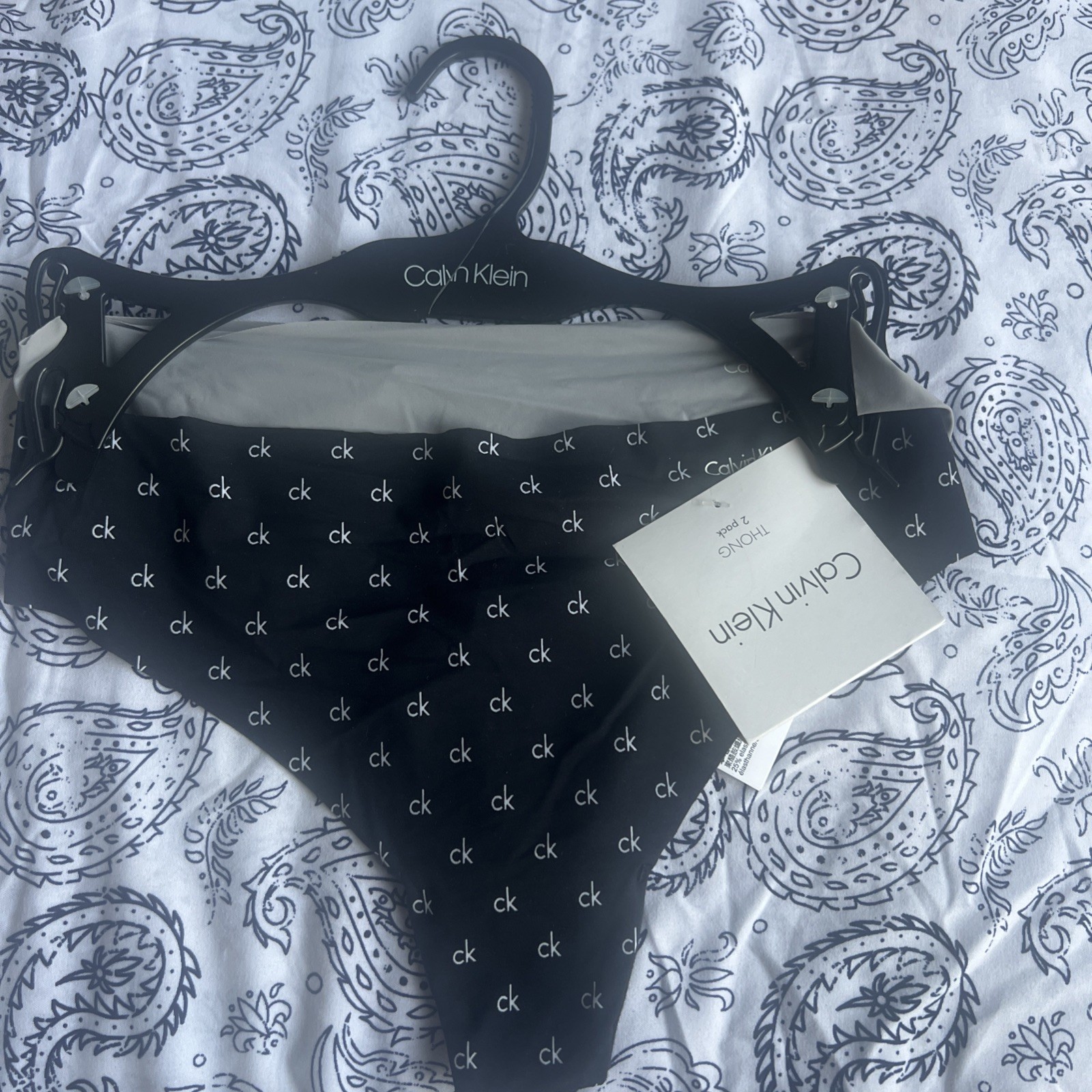 Calvin Klein Thong Panty (Large) Light Gray And Black Color Pack Of 2