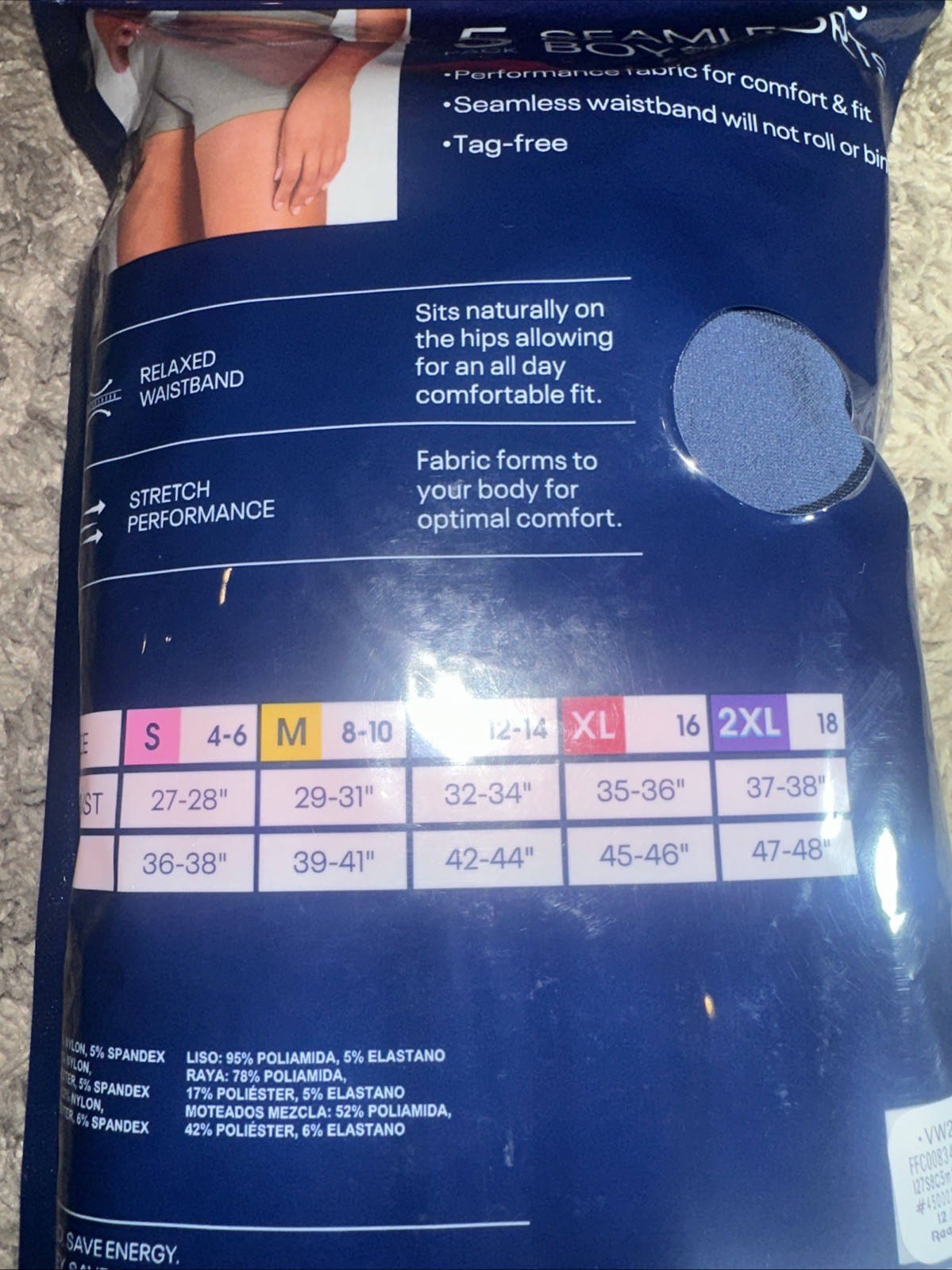 NEW Women’s Reebok 5 Pack Seamless Boyshorts Small White Pink Black Underwear