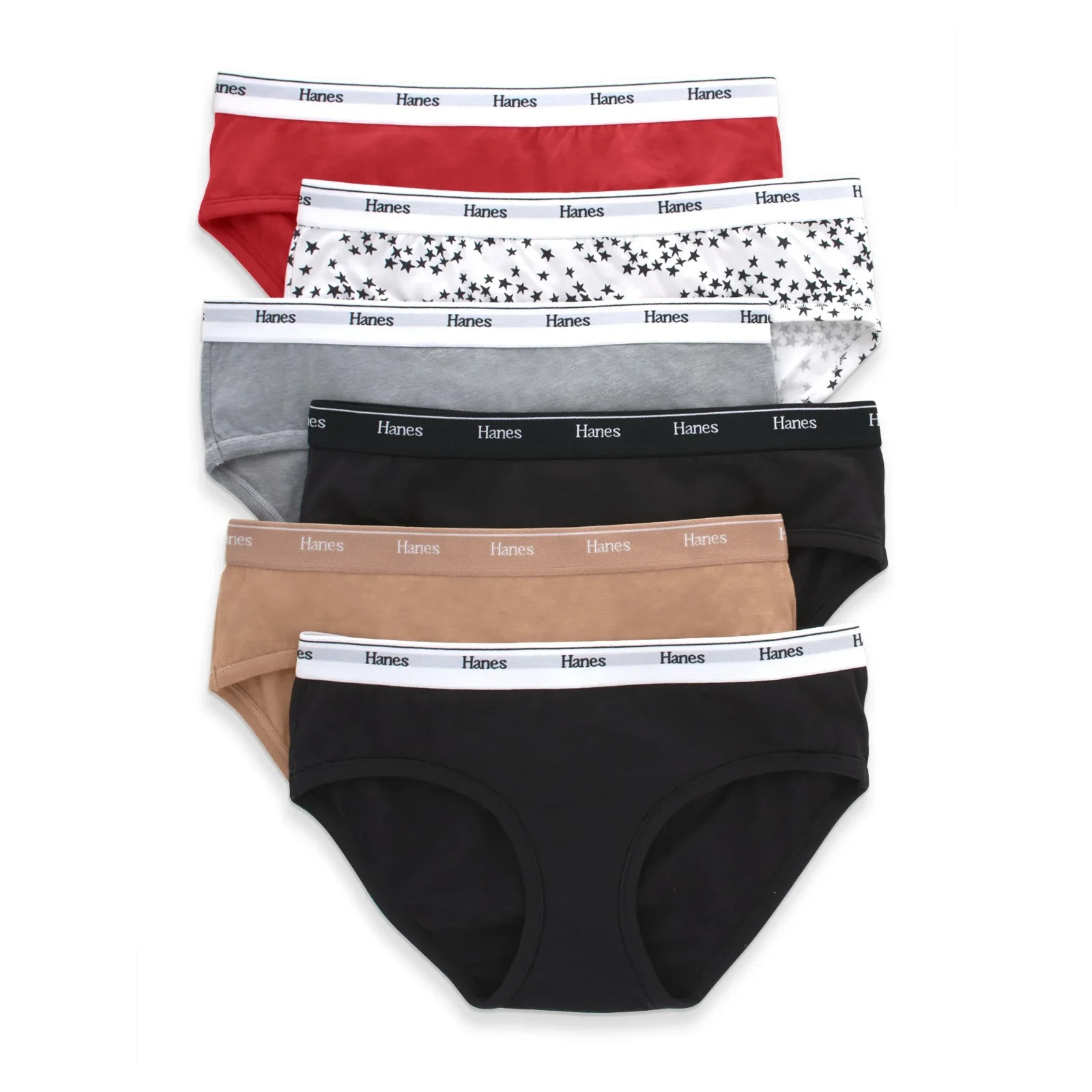 Hanes Women’s Underwear Hipster Pack, 6-Pack, Originals Stretch Cotton Hipster