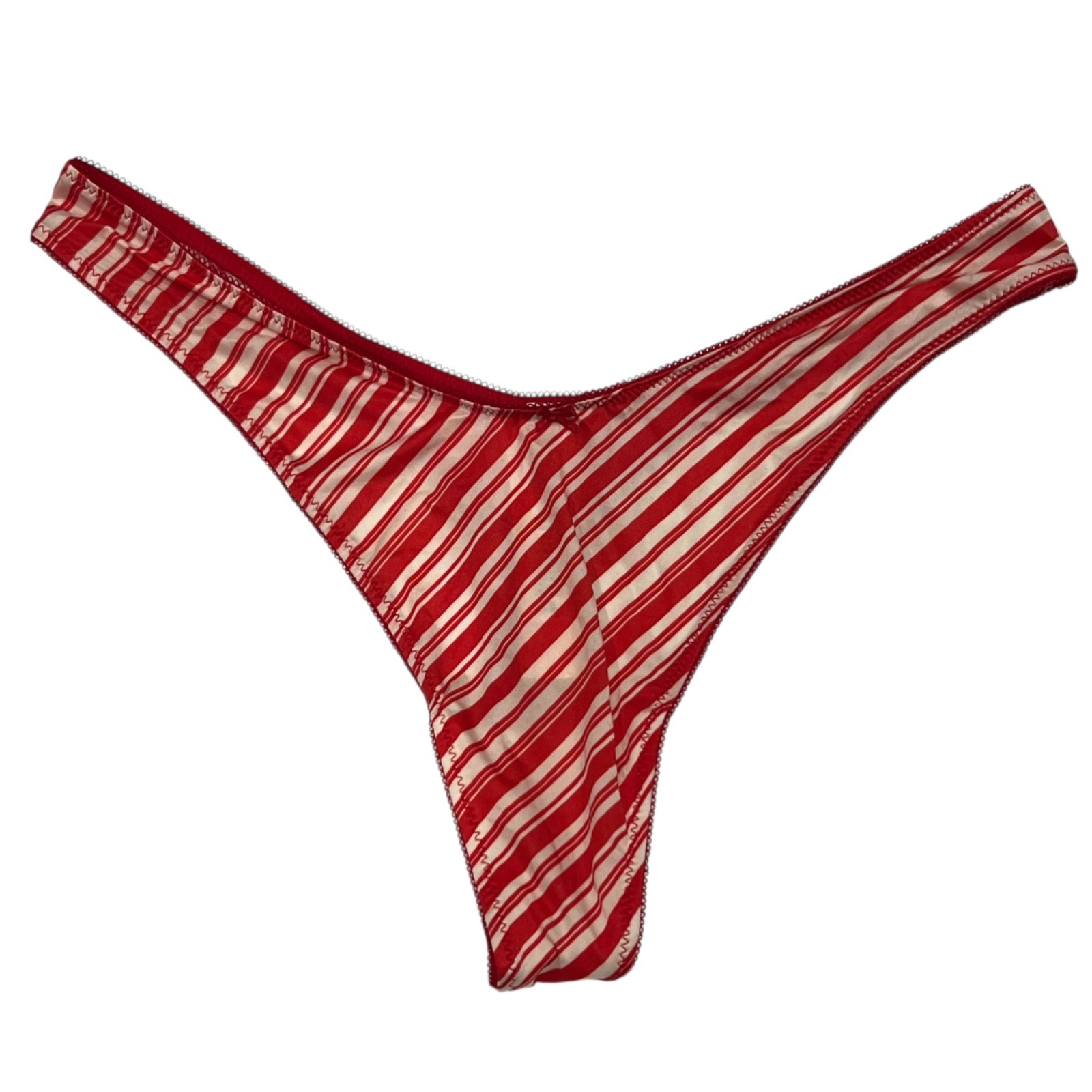NWT VICTORIA’S SECRET High Leg Thong Sz XS-M-L-XL Red White Silky Stripes