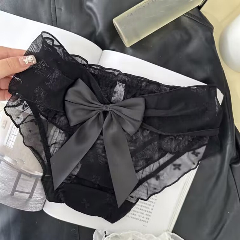 Princess Sweet Girls Lady Sheer Panties Briefs Bow Mesh Transparent Lolita Panty