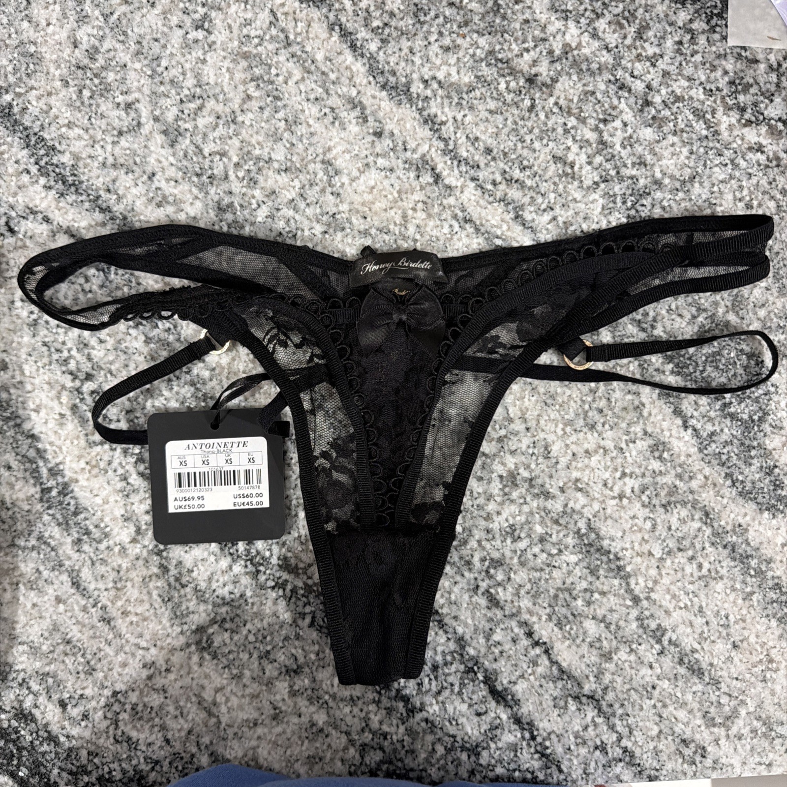Honey Birdette Antoinette Thong Black XS NWT