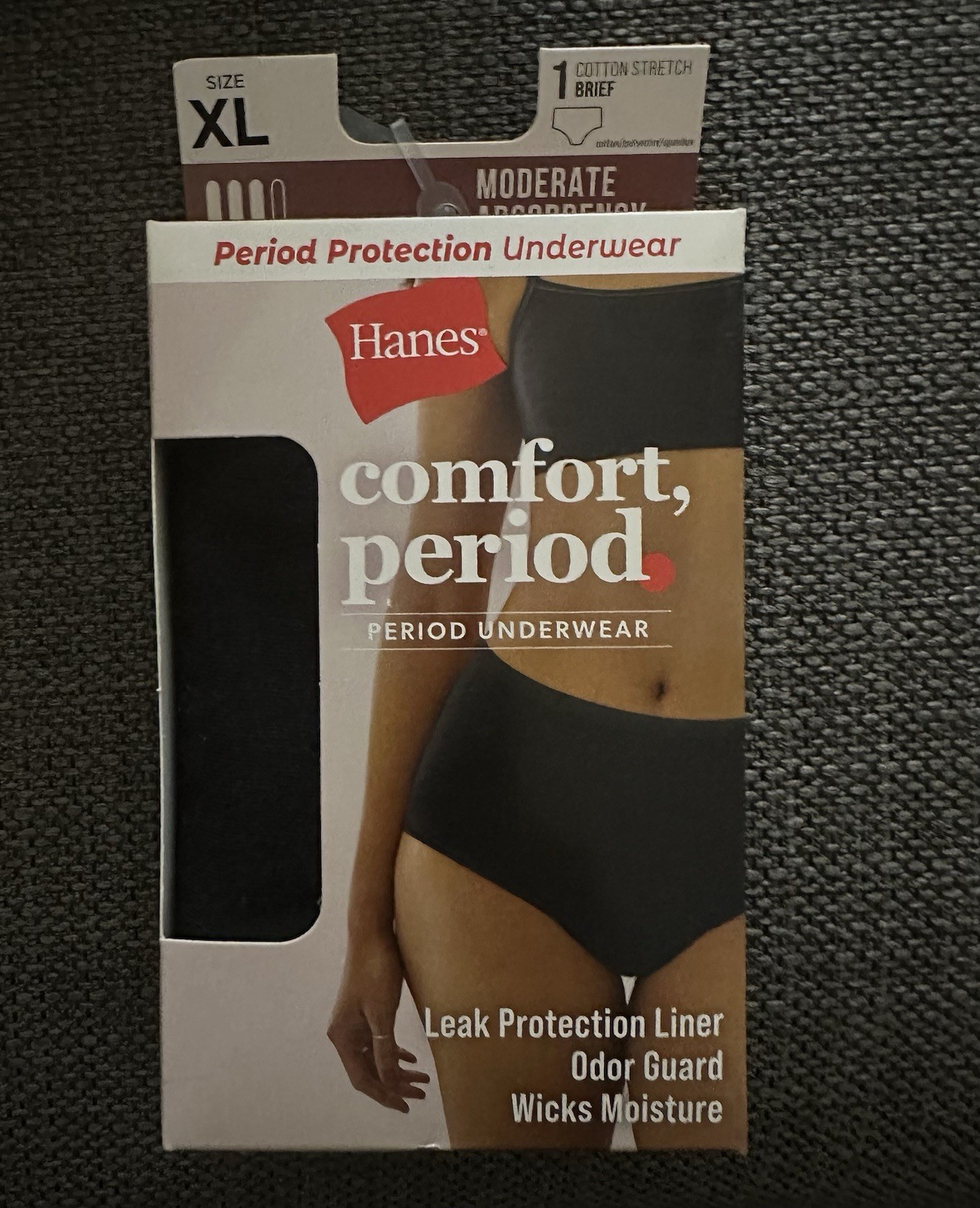 Hanes Period Protection Underwear Women’s Brief Size XL Moderate Absorbency
