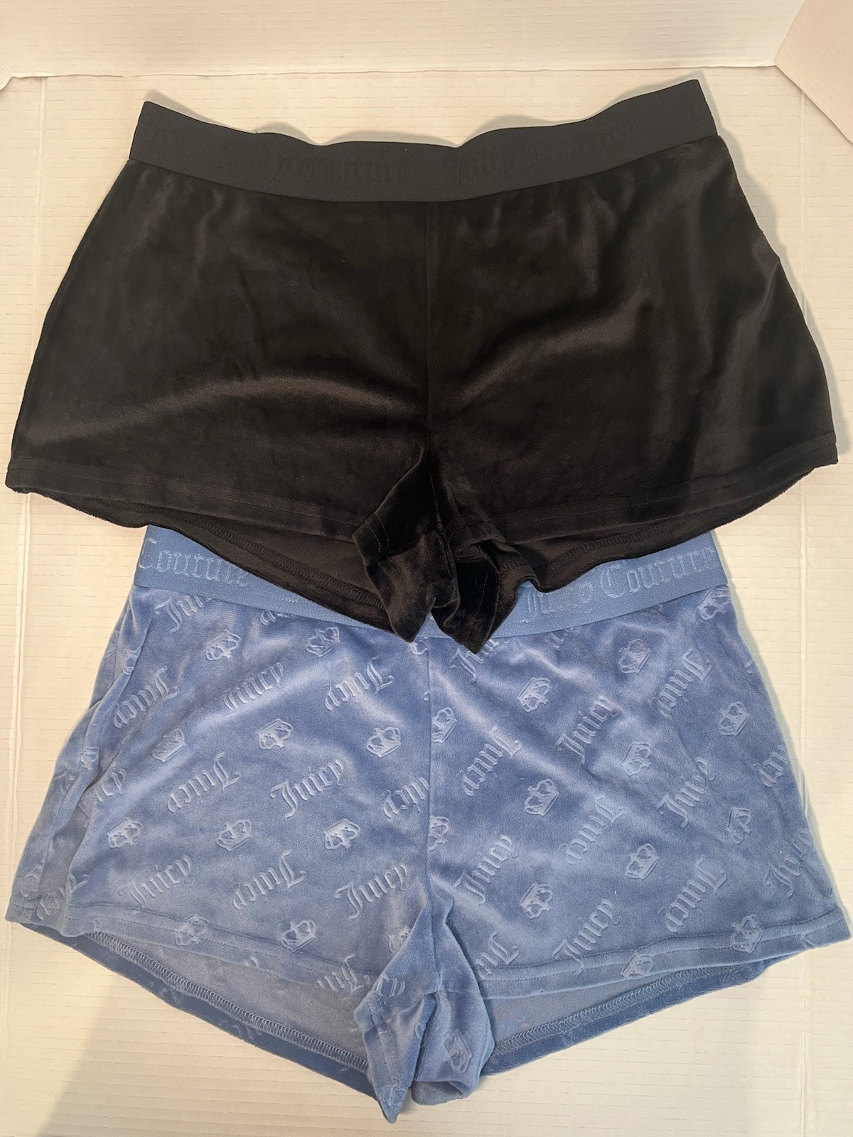 Juicy Couture Women’s Boyshort Pj Shorts 2-Pack Black/Blue Logo Size M