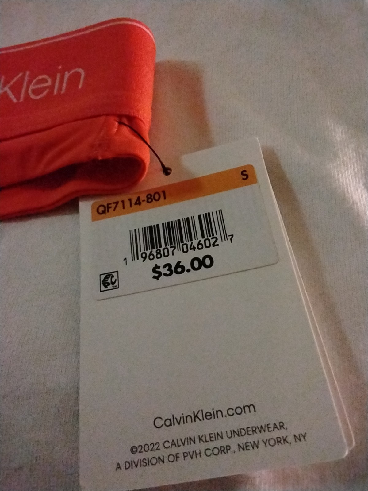 CALVIN KLEIN Modern Performance Fiesta Orange White Brazilian Panty Womens S NWT