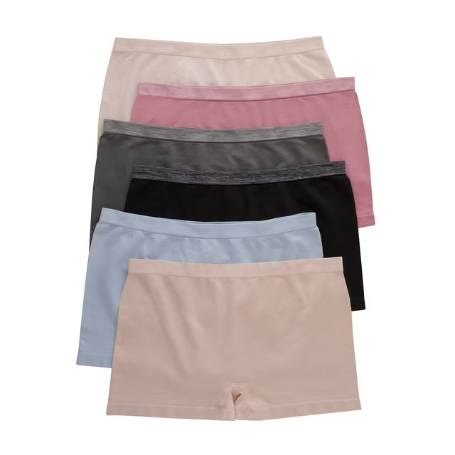 Women’s 6-Pack Seamless Boyshort Panties Stretch Moisture-Wicking Comfort