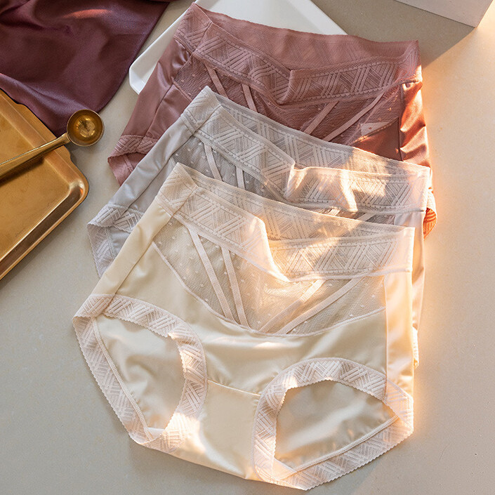 1/6 Pack Lot Women Silky Satin Panties Underwear Sheer Mid Waist Brief Lingeries