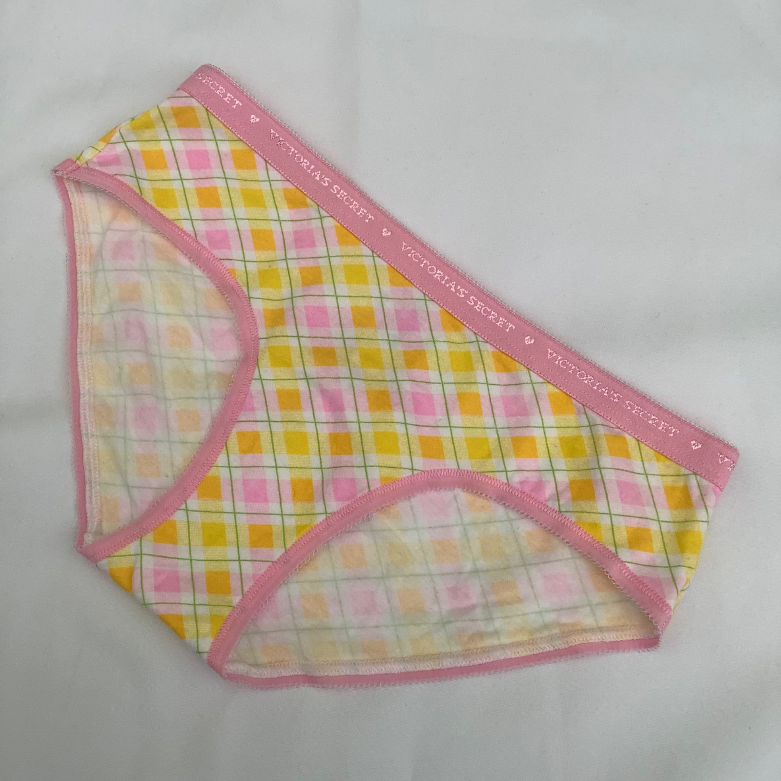 Vintage Victoria’s Secret Yellow Check Print Hiphugger Panties – Size XS – BNWT