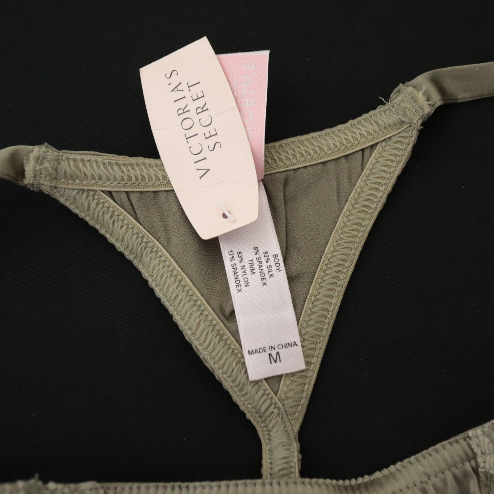 NEW Victoria’s Secret VINTAGE Silk Blend Satin Tie Side Thong Panty MEDIUM