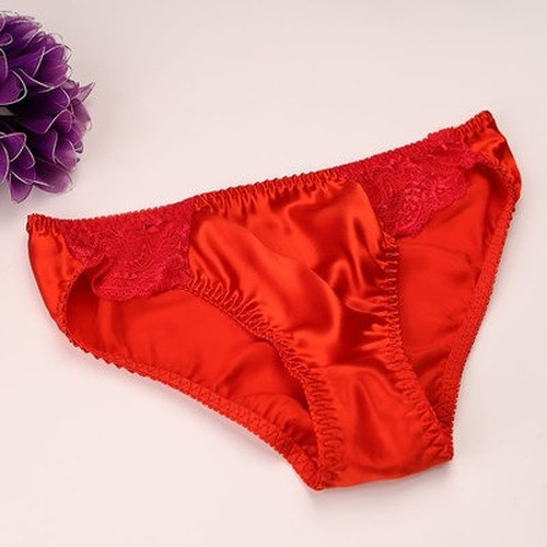 3 Pairs/lot Womens 100% Silk Sexy Panties Bikinis Underwear Knickers High-cut