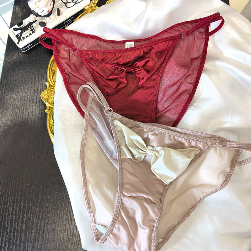 6 Pack Lot Sexy Womens Satin Panties Briefs Bow Sheer Ladies Bikinis Lingeries