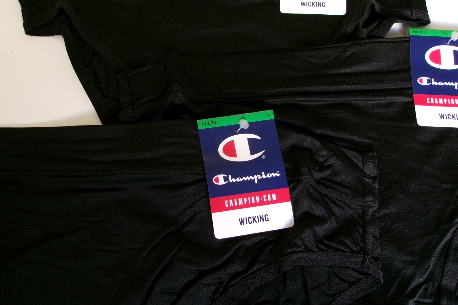 Three Champion Hi cut briefs Size Large Black WIcking
