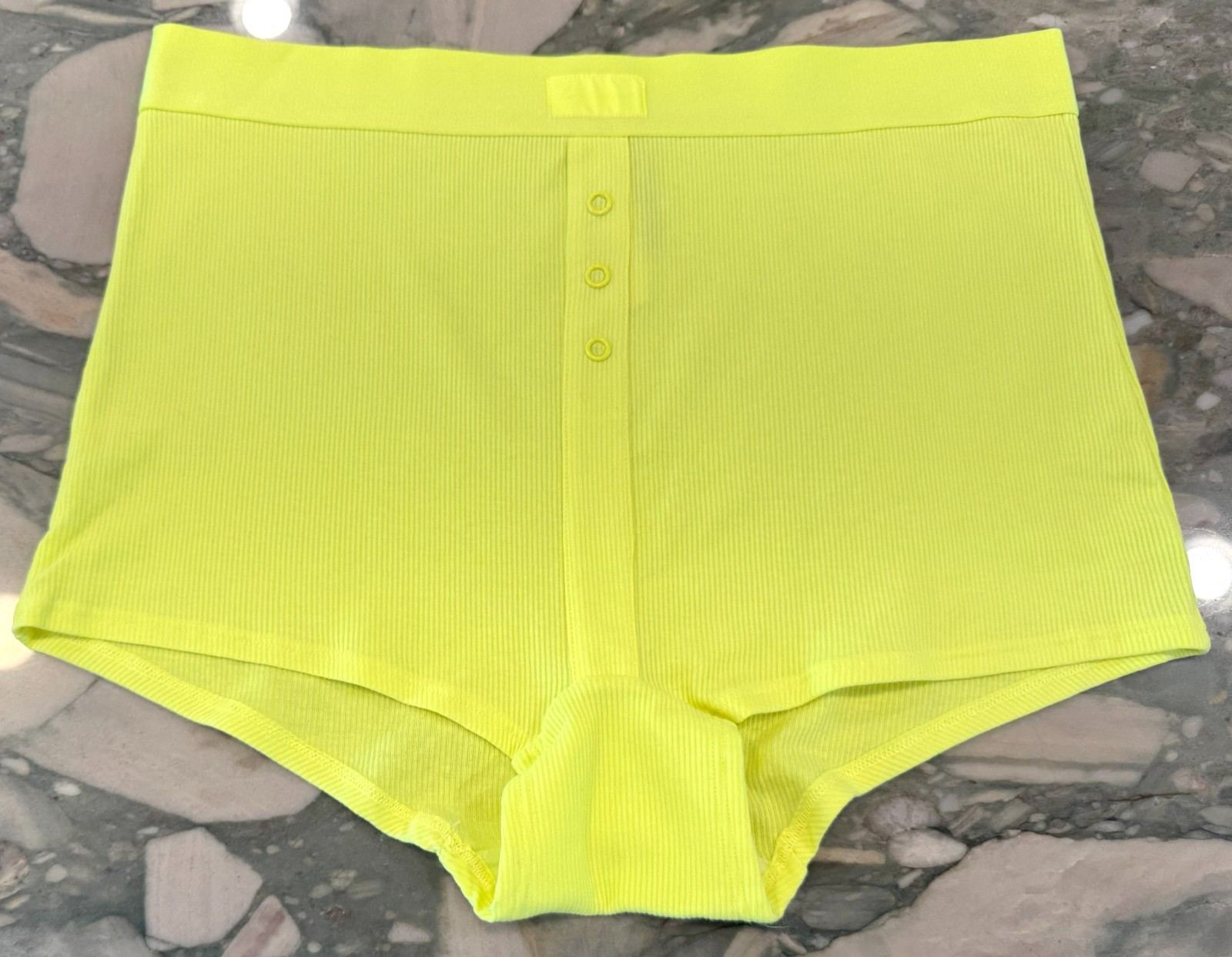 NEW Victoria Secret PINK High Waist Shortie Boyshort – RIBBED – Neon Lemon – XXL