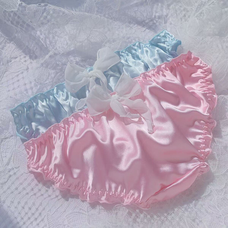 Sweet Lady Girls Faux Satin Underwear Panties Briefs Bowknot Sexy Knickers Cute