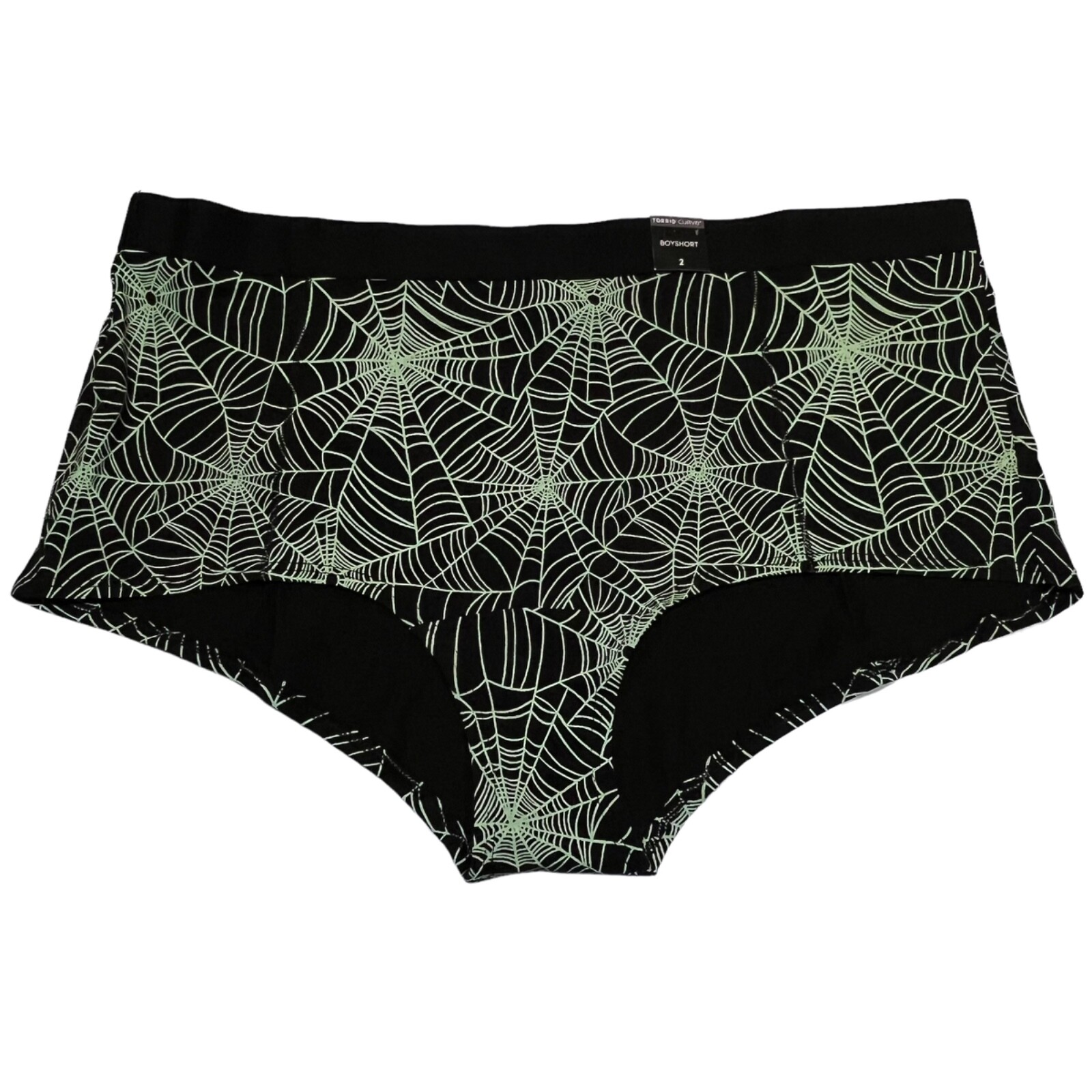 NWT TORRID Boyshort Pantie Sz 1X-2X-3X-4X Black Green Spider Webs
