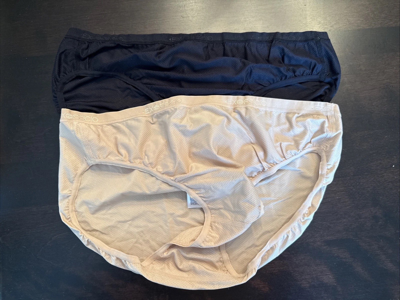 Women’s LARGE ExOfficio Give-N-Go 2.0 Bikini Brief Panty 2 Pack in Black/Buff