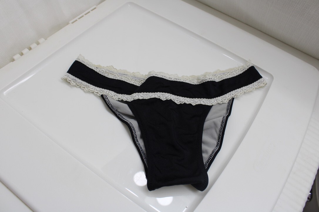Sissy Full ruched bottom Black White Lace Maid Panties M Love By Lola