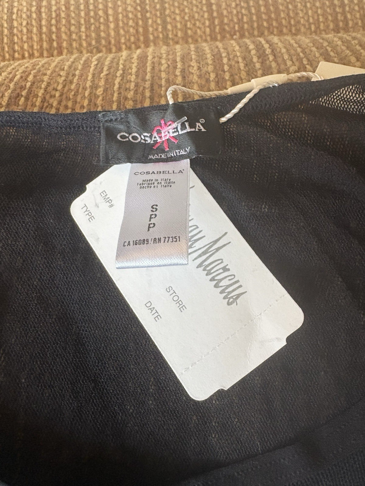 COSABELLA Soire LS Thong Teddy (Small, Black)- NEW w/ Tags