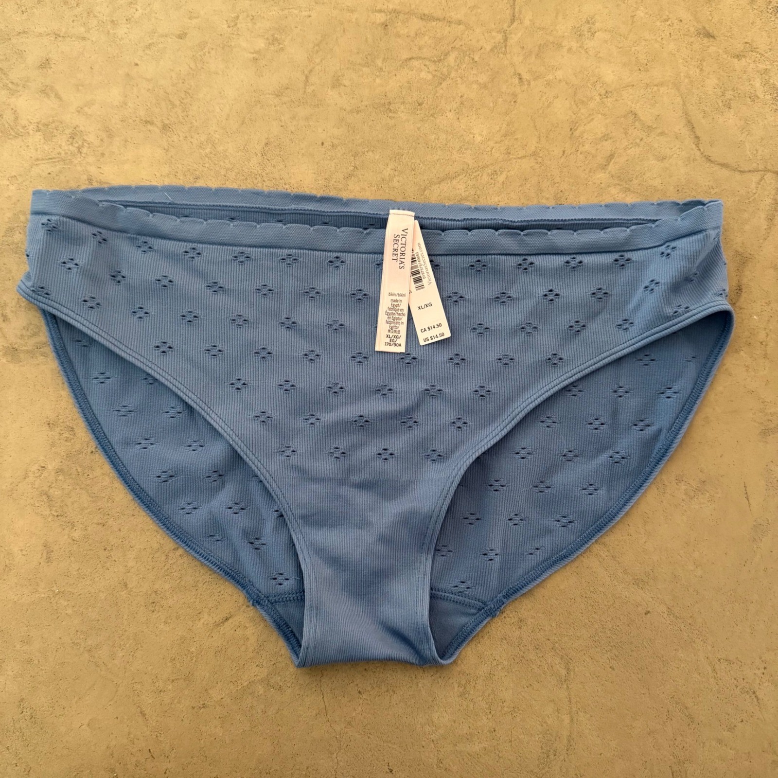 Victoria’s Secret Pink Blue Bikini Panty Set XL Comfort Stretch Lace Trim NWT