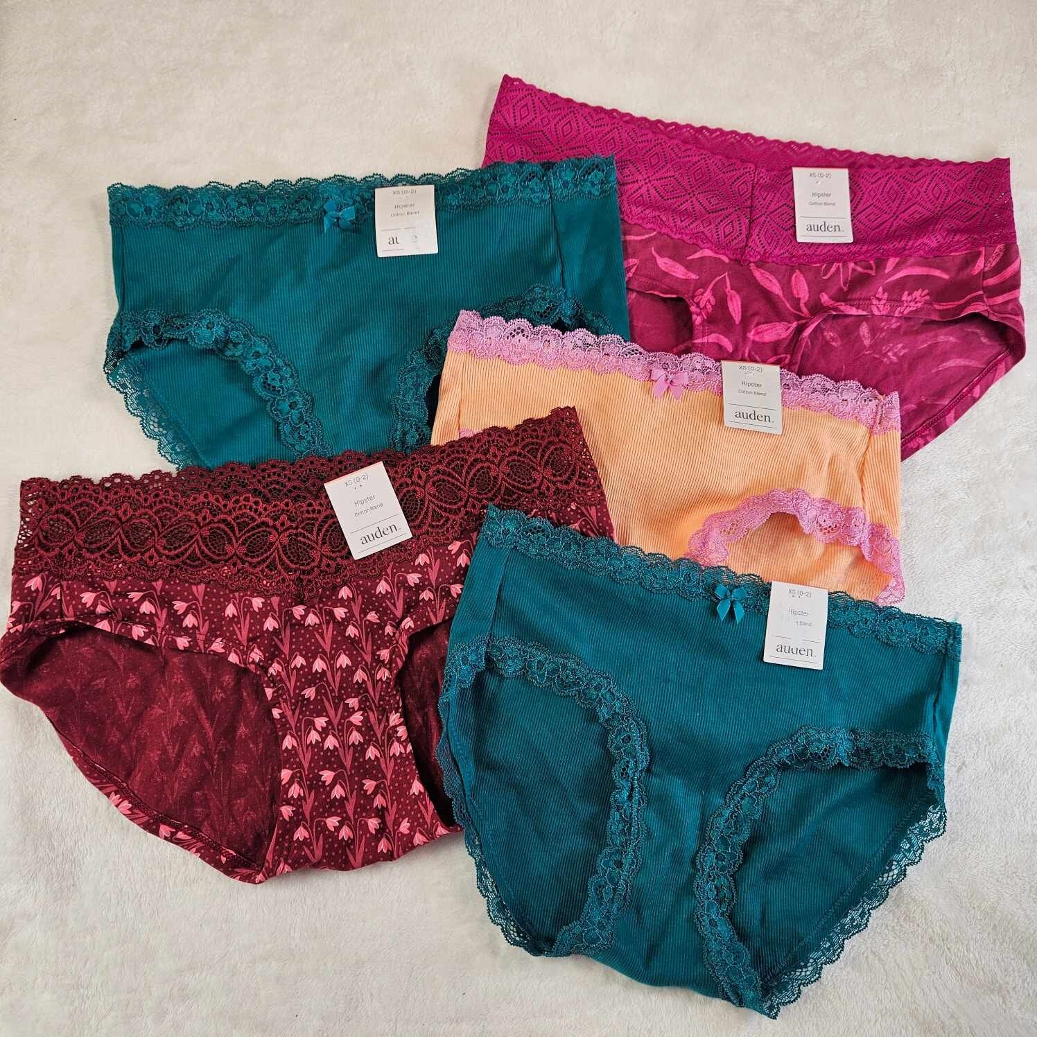 Auden 5pk Assorted Lace Hipster Underwear Womens X-Small Stretch