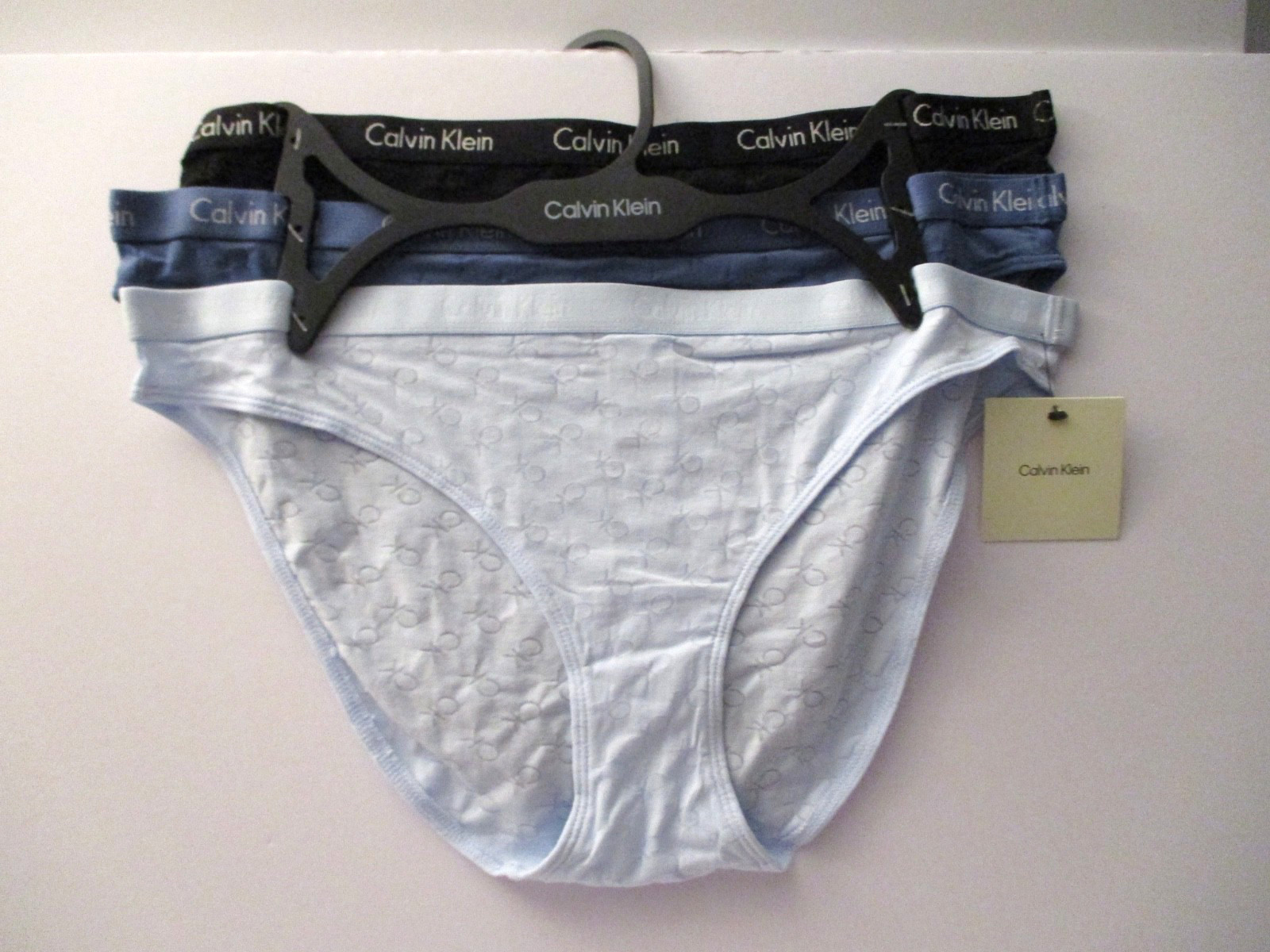 Calvin Klein women’s Bikini Carousel mesh Cotton panties size Large 3 pair