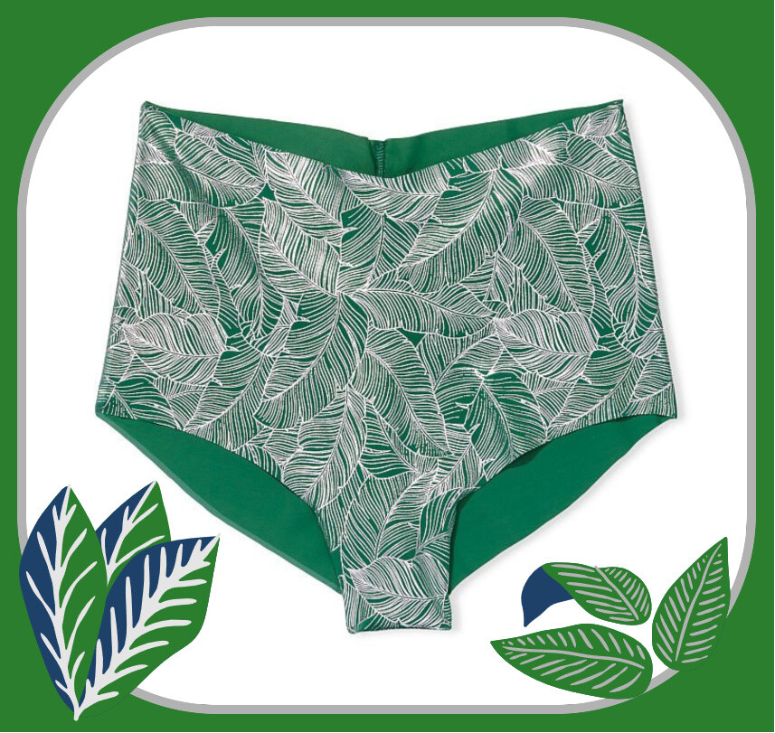 XL Green Leaf Foil Silver NO SHOW Victorias Secret High Waist Midi Brief Pantie