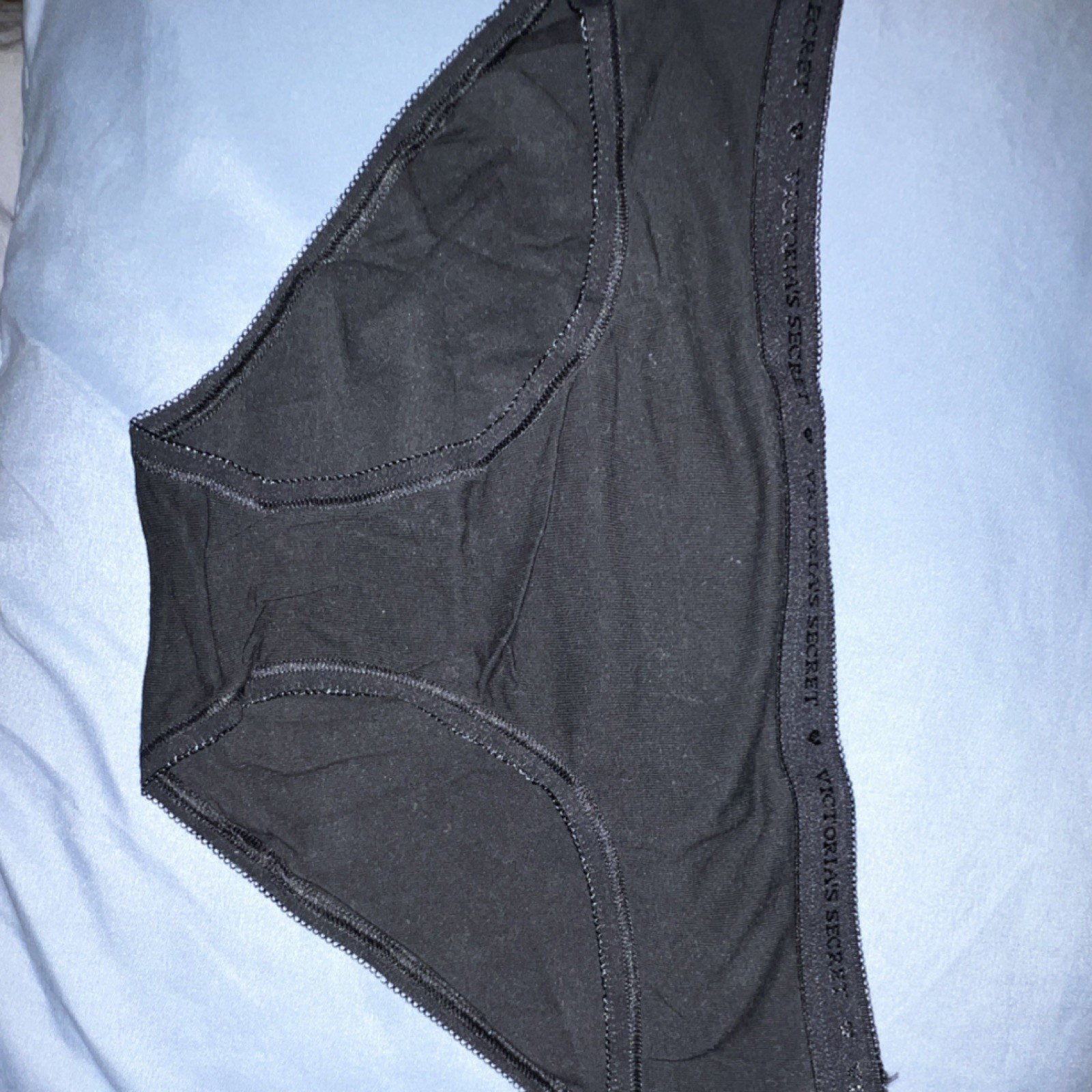 2012-Victoria’s Secret Cotton Lingerie Hip Hugger Black Angel Glitter Wings S/P