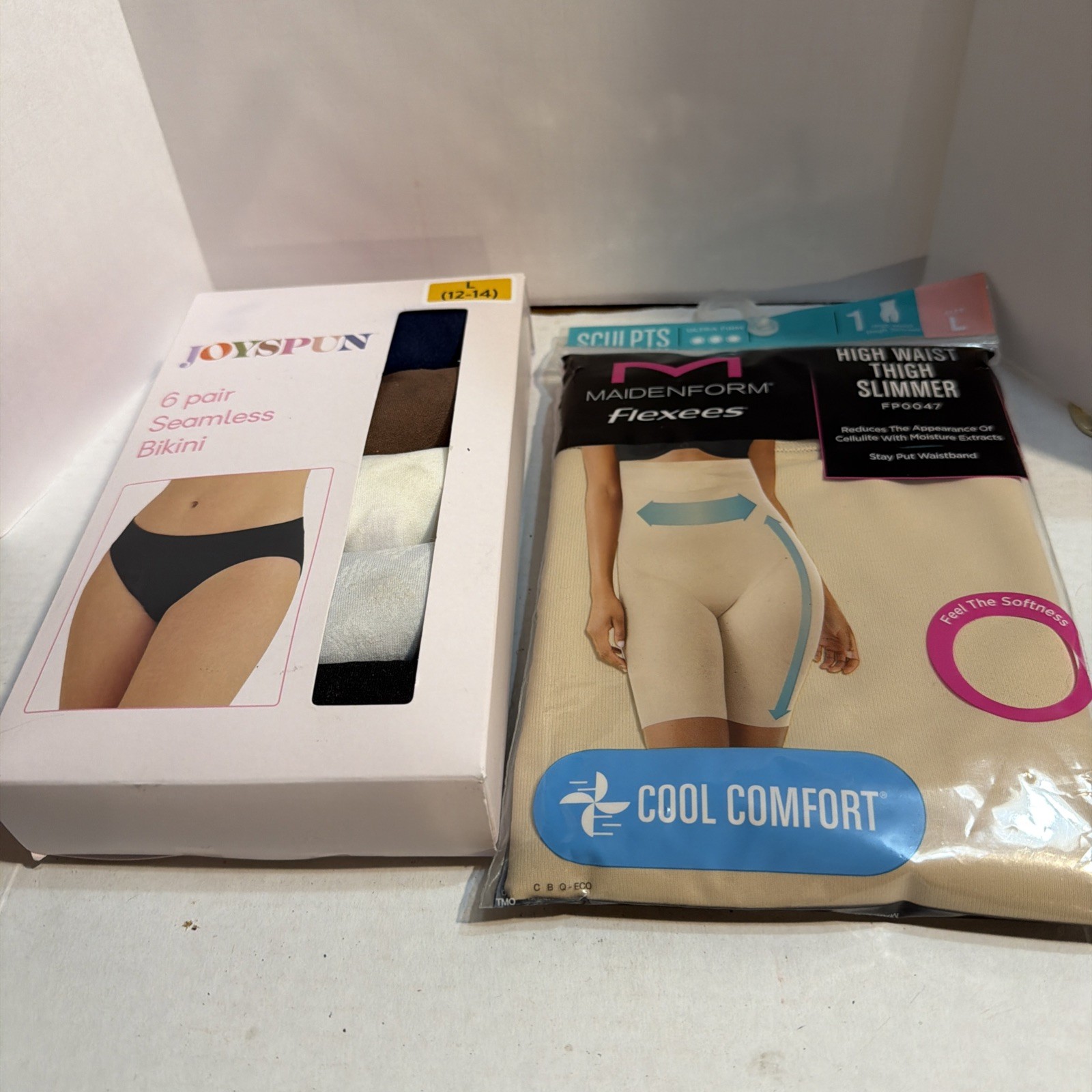 JOYSPUN 5 Pair L Seamless Bikini Panties & Maidenform Thigh Slimmer Free Ship