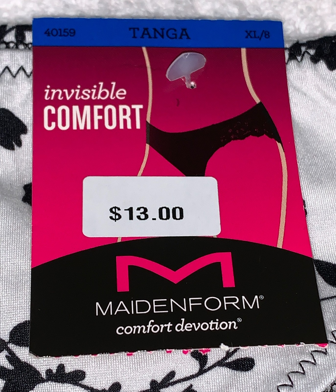 MAIDENFORM Comfort Devotion White Black Floral Tanga Panty Womens S 5 M 6 XL 8