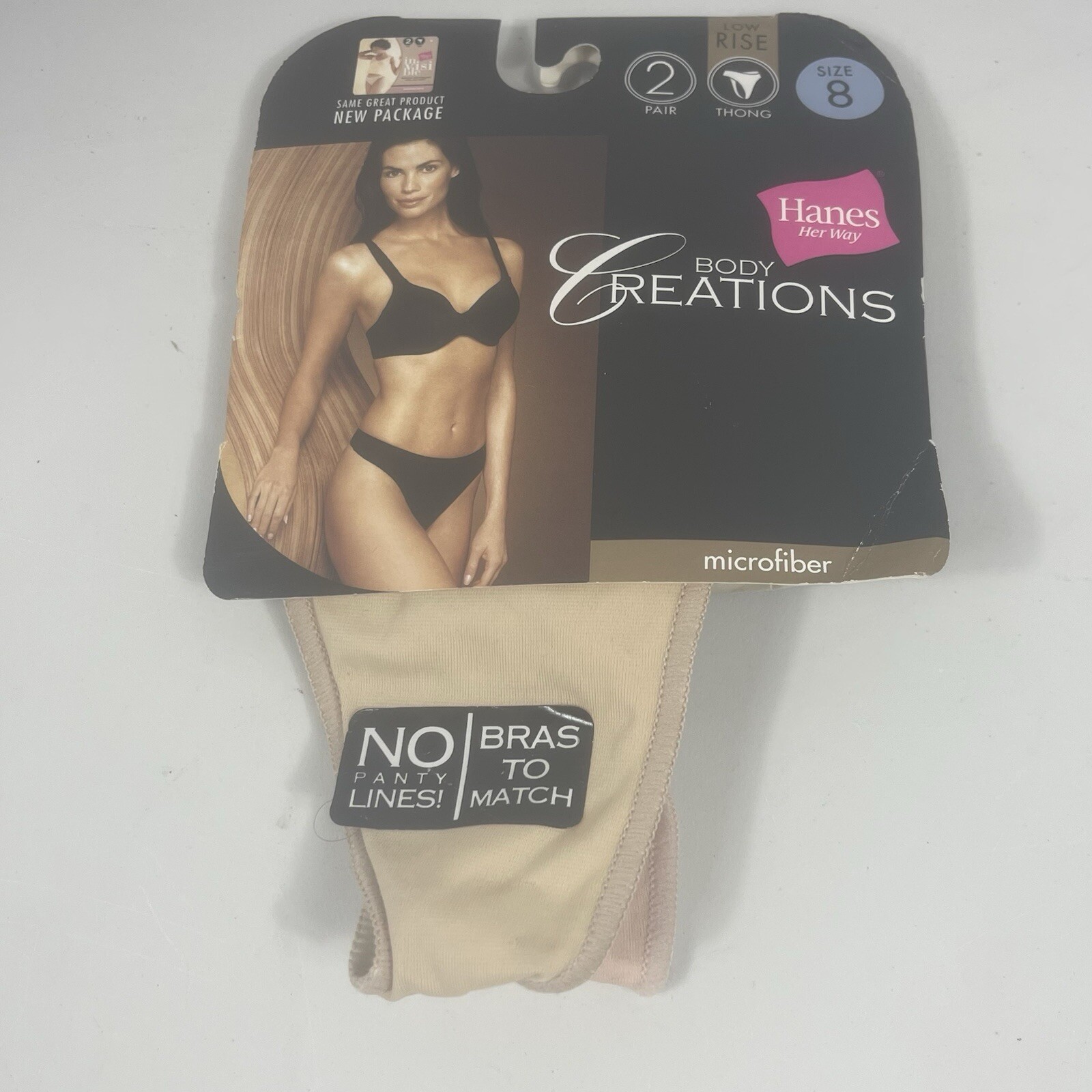 Vintage New 2 Pack Hanes Her Way Cotton 2003 Body Creations Thong Panties Sz 8