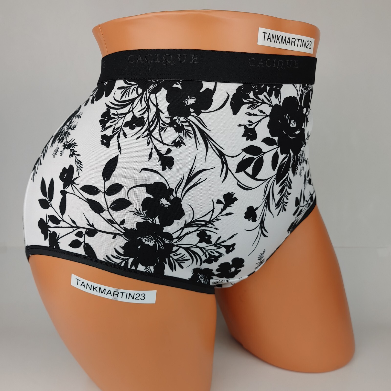 LANE BRYANT CACIQUE COTTON FULL BRIEF 18/20 PLUS PANTY WHITE BLACK FLORAL