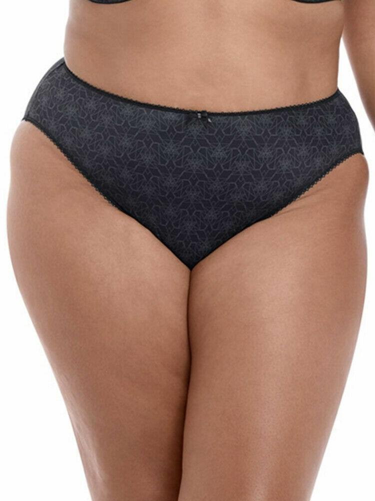 NWT$32 Elomi Kim Brief Panty Sizes 2XL 3XL Black Geometric Print #4345