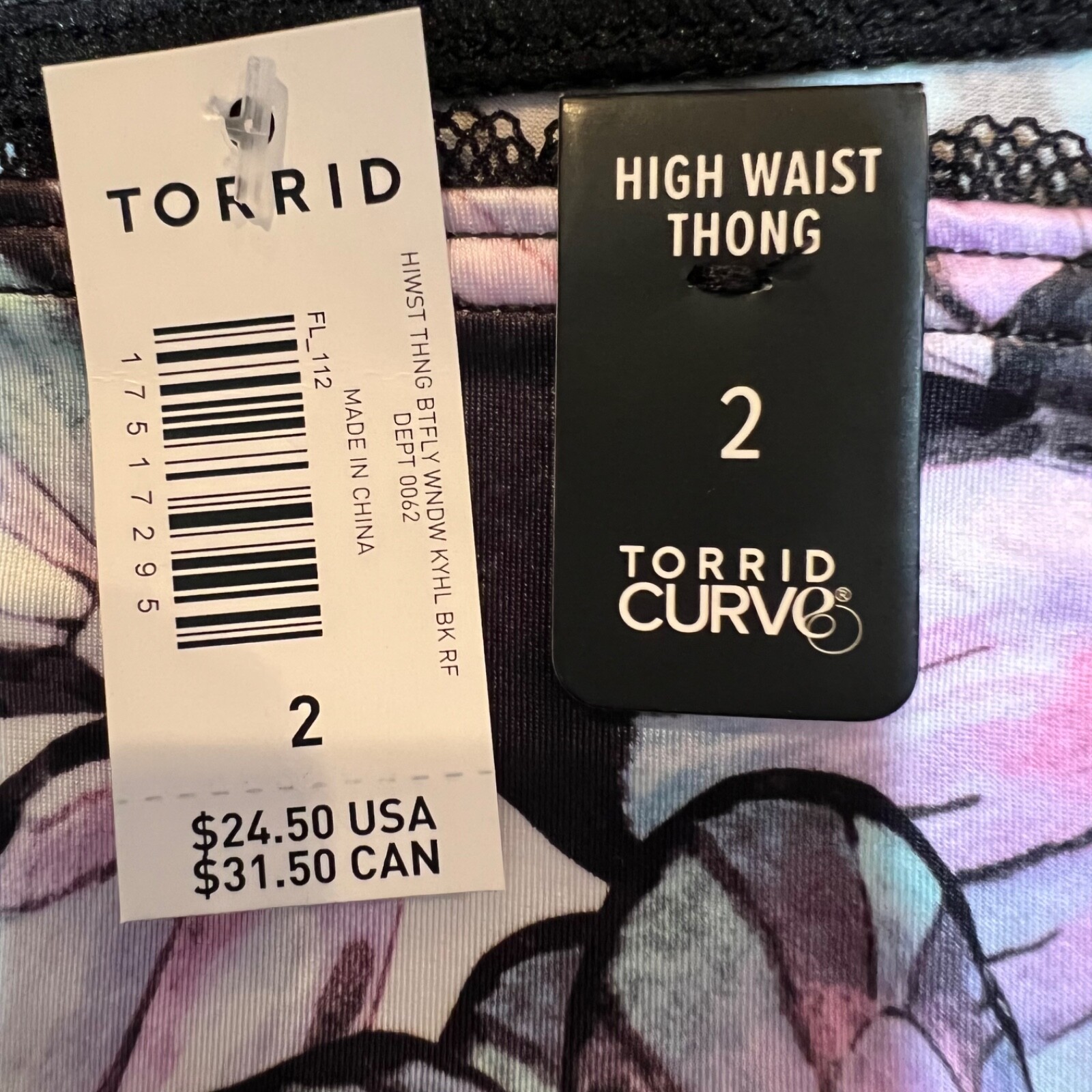 NWT TORRID High Waist Thong Pantie 0X-1X-2X-3X-4X Silky Lace Black Pink