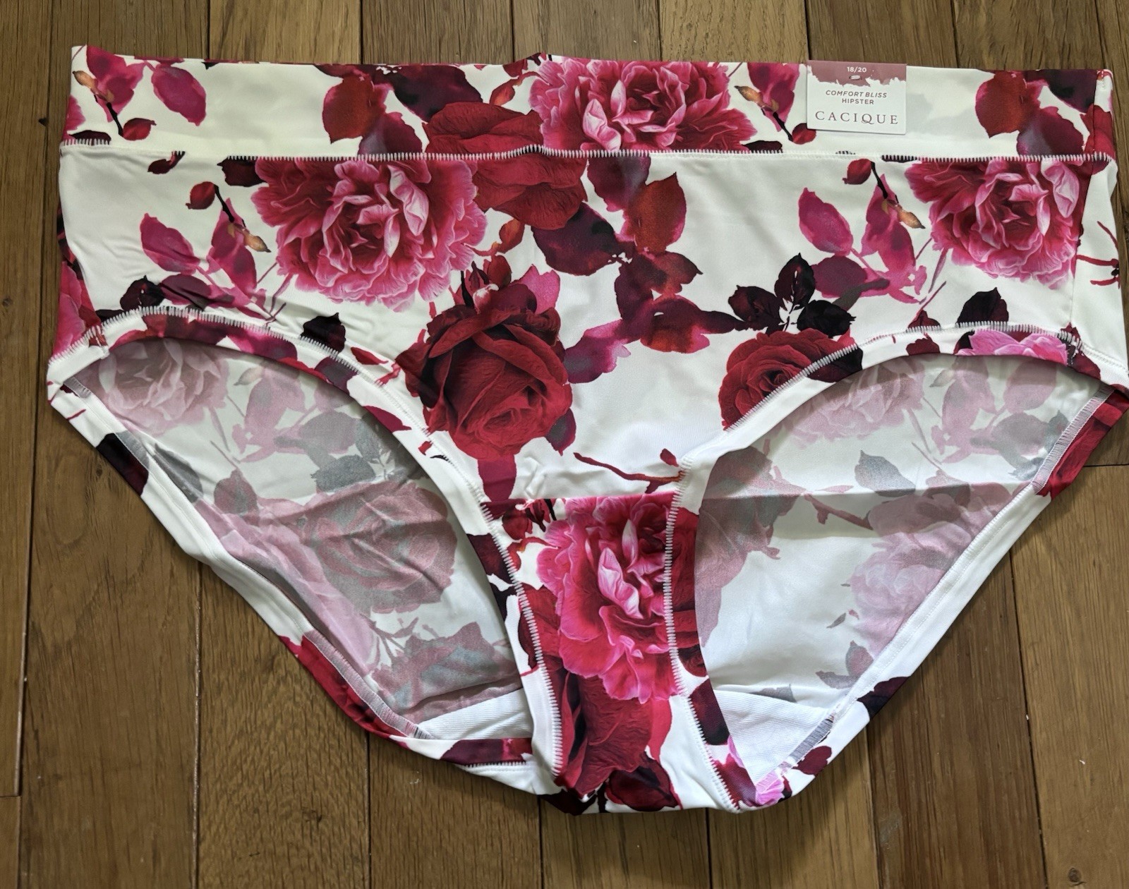 Plus Size 18/20 Lane Bryant Cacique Comfort Bliss Hipster White Pink Red Rose