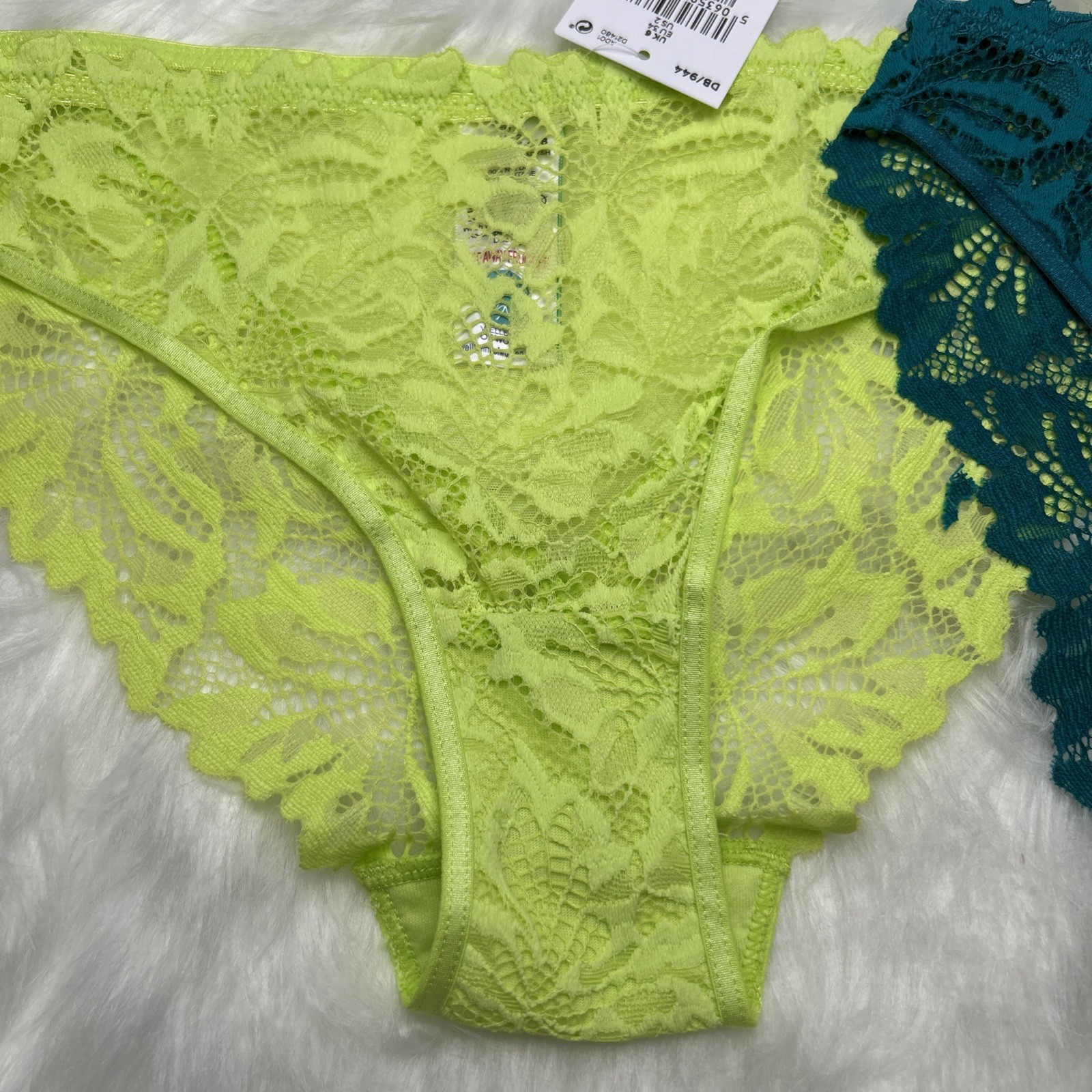 NEXT SET – HIGH LEG LACE KNICKERS – 2 PCS – UK6 – GREEN/ BLUE