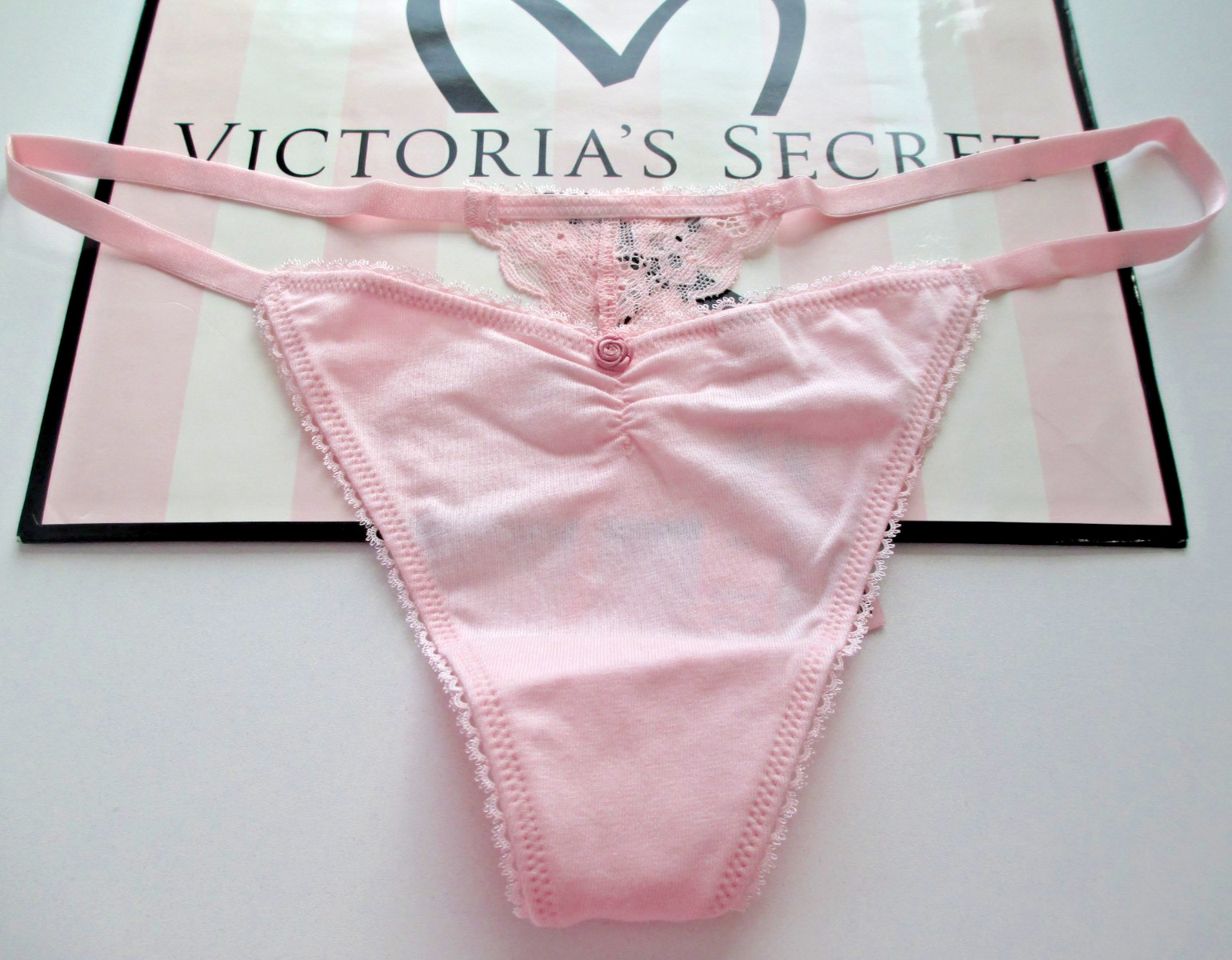 VICTORIA’S SECRET Cotton V-String Thong Panty S M L XL Pink NWT VS FREE SHIP 4+