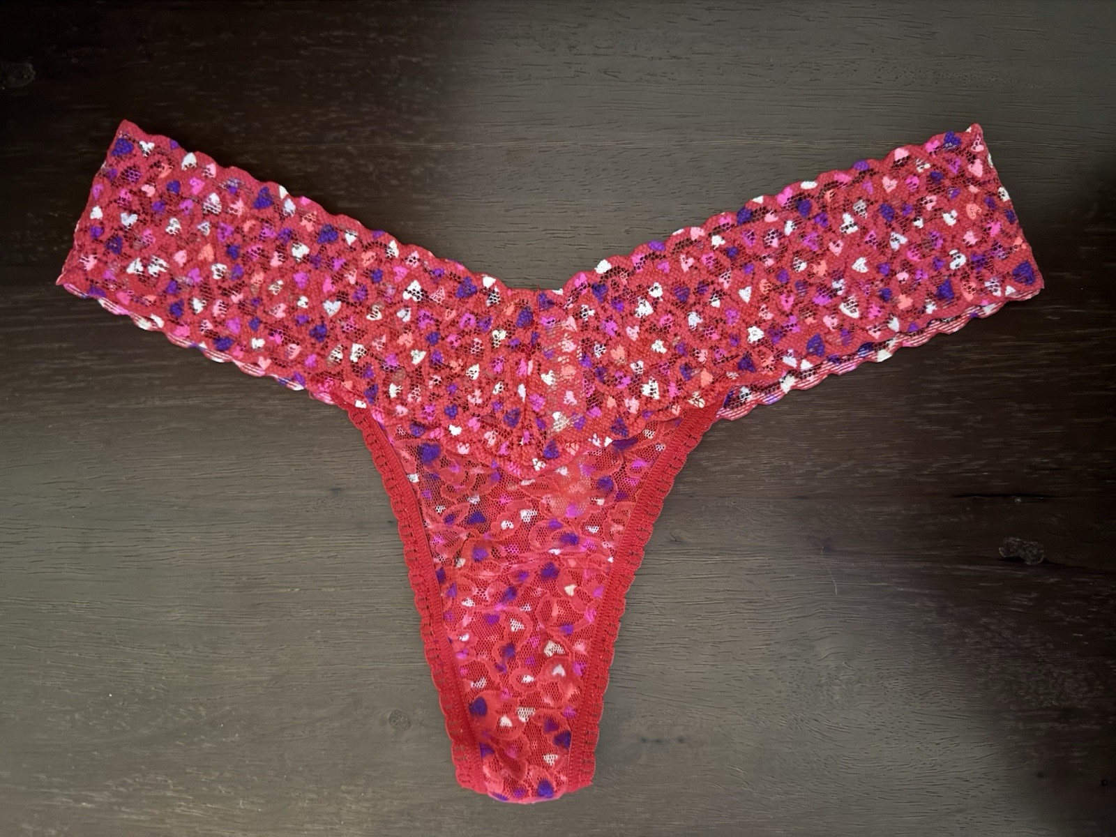Victoria’s Secret Women’s Thong Panties, Lace Red Multi Color, One Size Fits All
