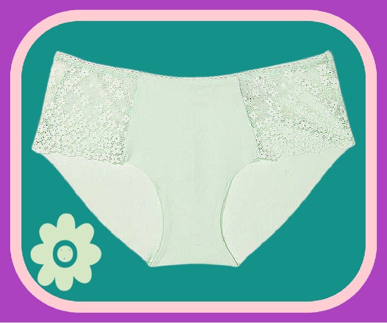 XL Spring Green w Daisy Lace NO SHOW Smooth Victorias Secret Hiphugger Panty