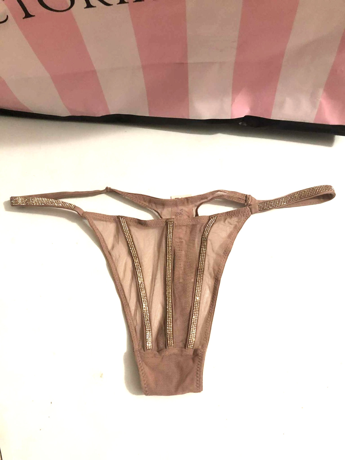 Victoria’s Secret Very Sexy Sheer Shine Thong Panty Color Almond S NWT