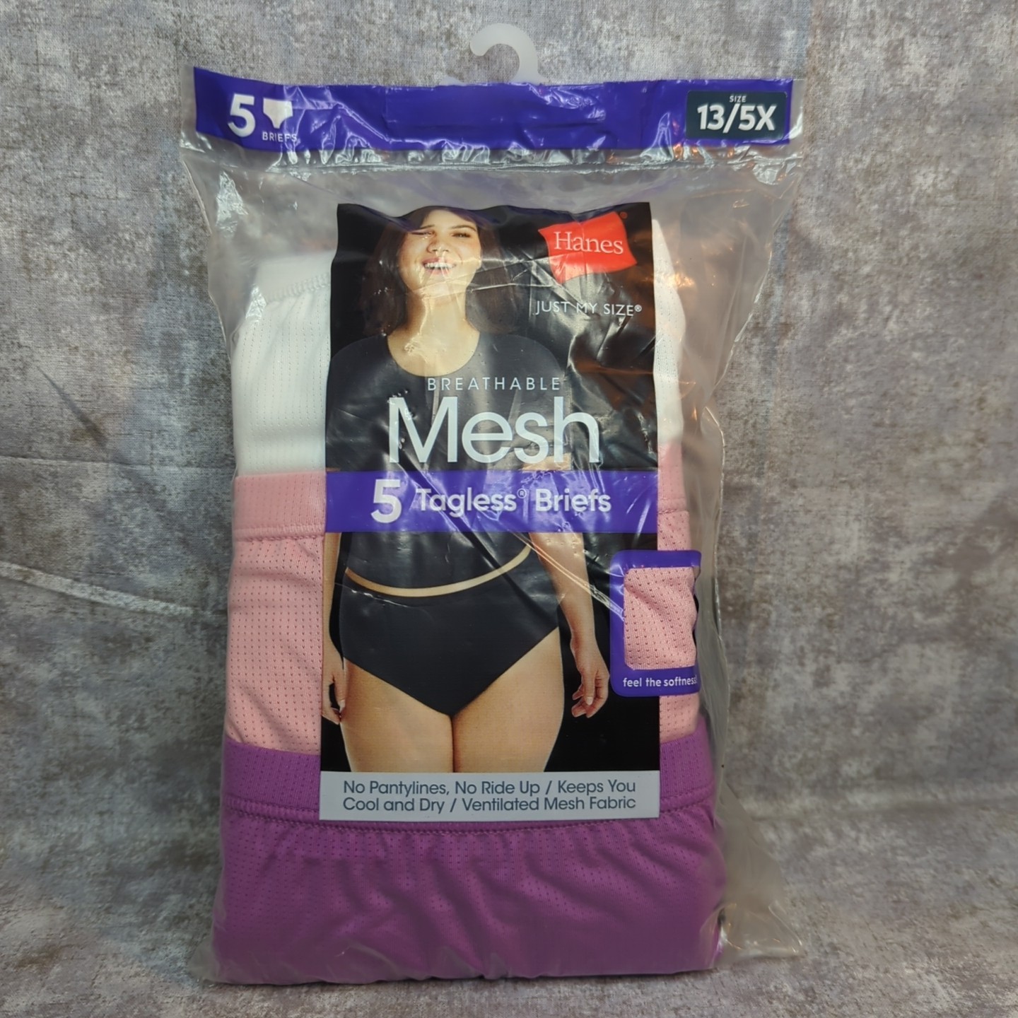 5-Pack HANES Just My Size Women’s 13/5X Hipsters Mesh Tagless Underwear JMS