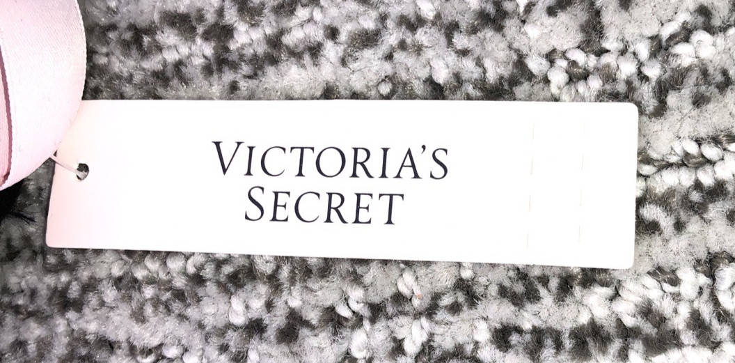 Victoria’s Secret NWT XL Black Plaid Shine Patch Brief Panty Logo Rhinestone