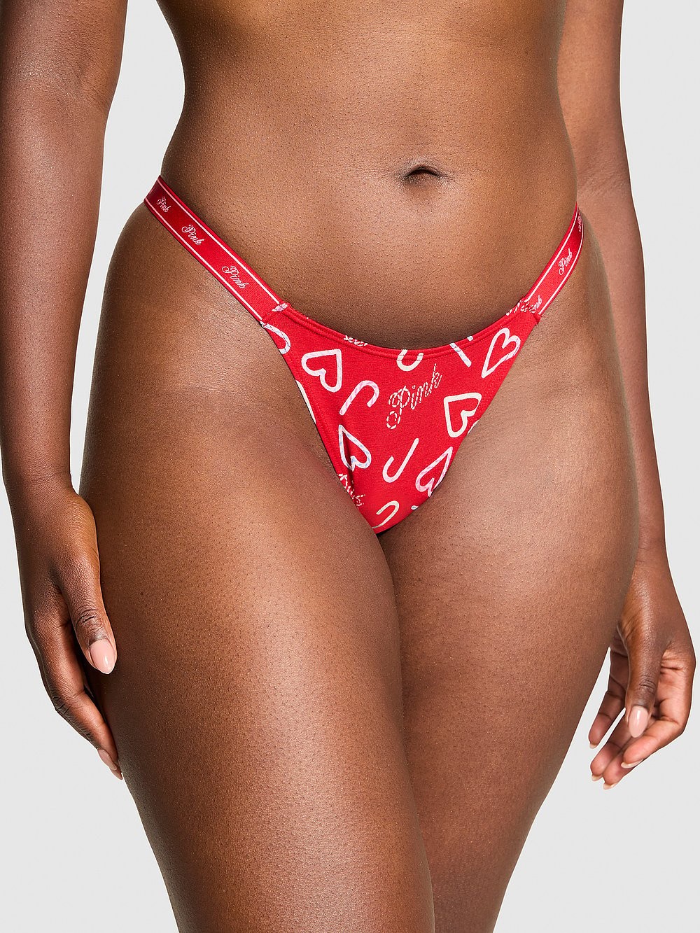 Victoria’s Secret PINK – S Logo Cotton Micro Thong Panty – Red Christmas Small