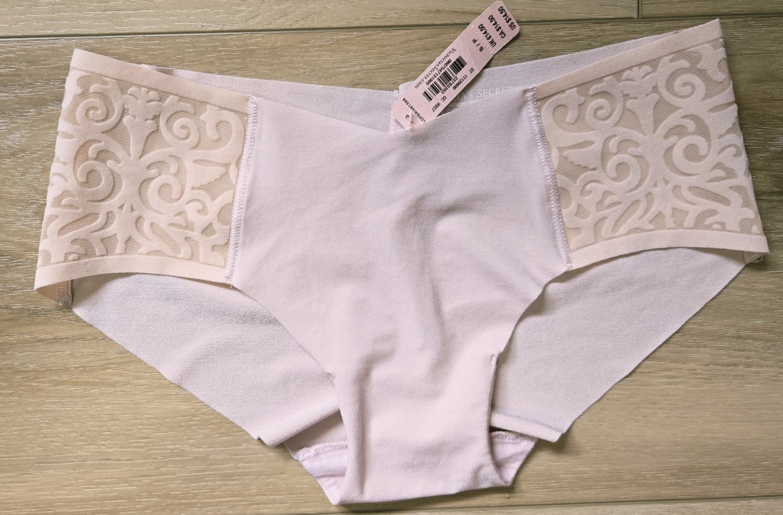 NWT Victoria’s Secret Pink Smooth Flocked No-Show Laser-Cut Hiphugger Panties S