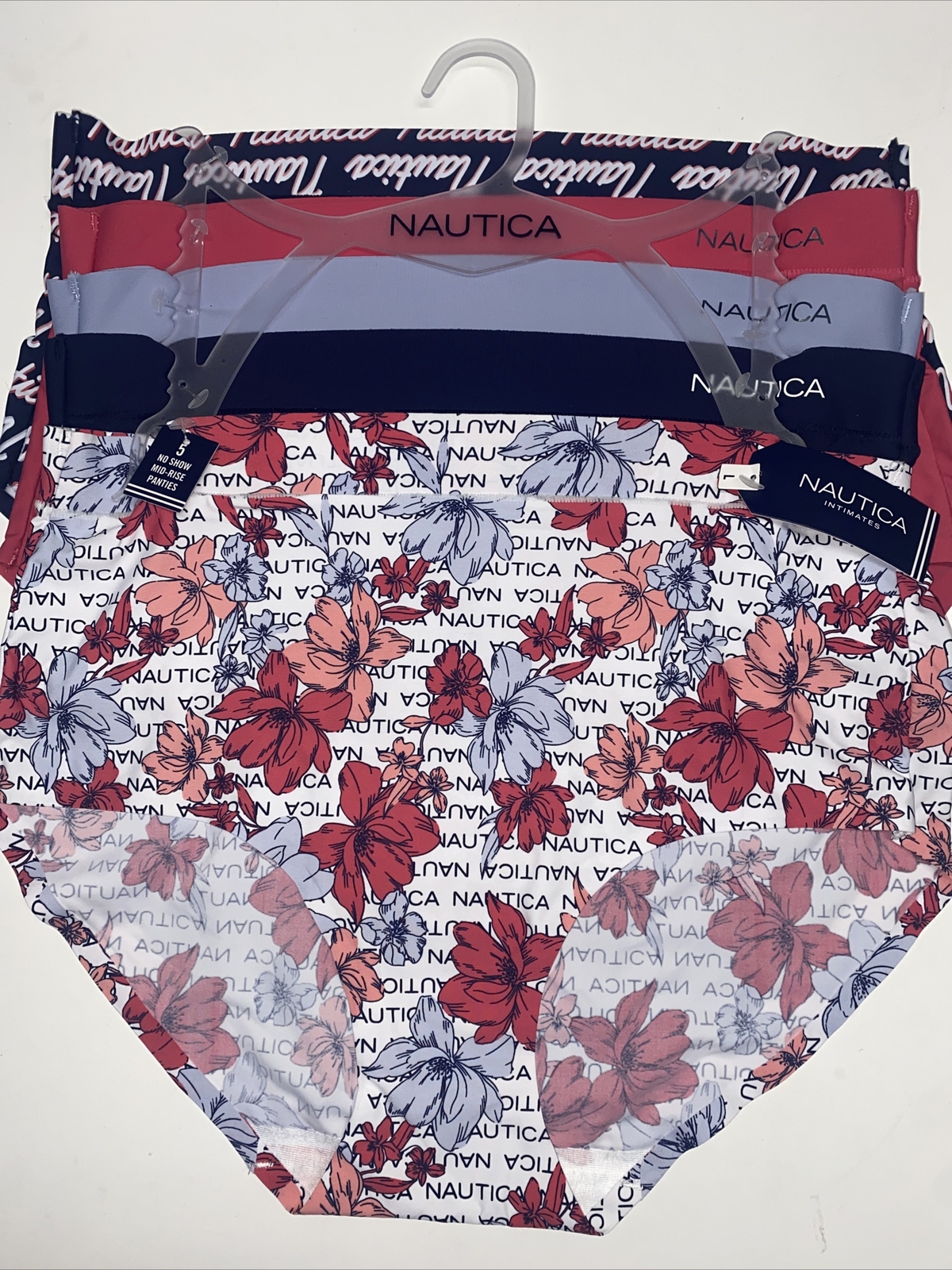 NÁUTICA ~ Women’s NT9614~Laser Briefs Panties 5-Pair~ high waisted Size L~UNIQUE