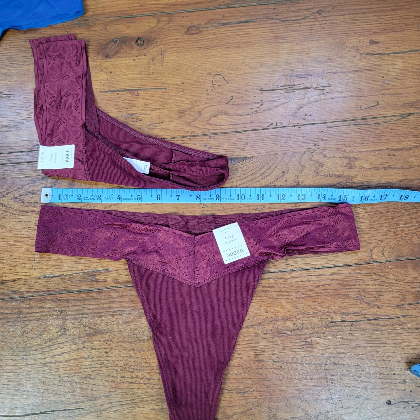 (4) Auden Womens Large (12-14) Cotton Polyester Thong Underwear L Blue Red