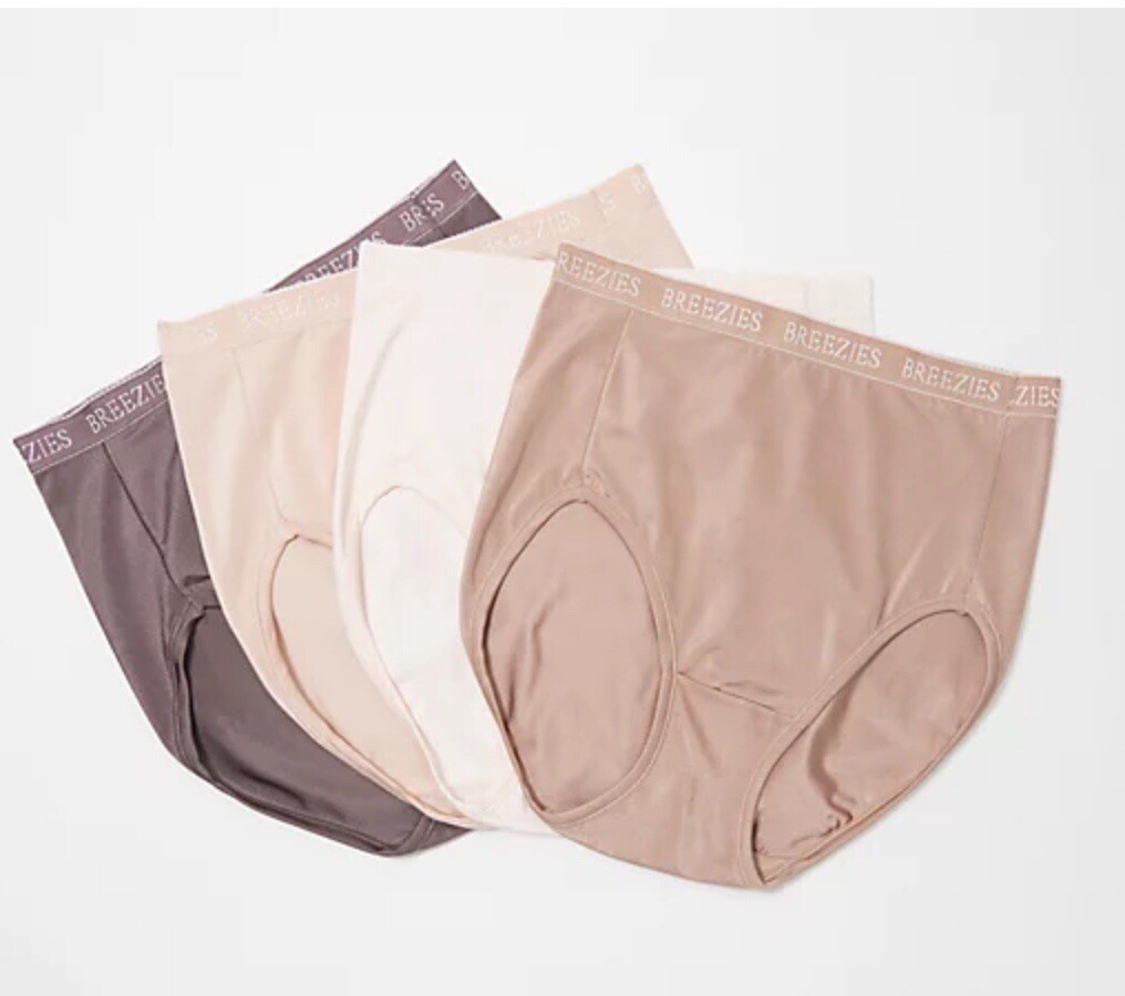Breezies Set of 4 Nylon Microfiber Hi-Cut Panty Tonal Medium A287800
